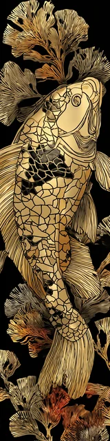 Free printable fish bookmark featuring black and gold fish bookmark